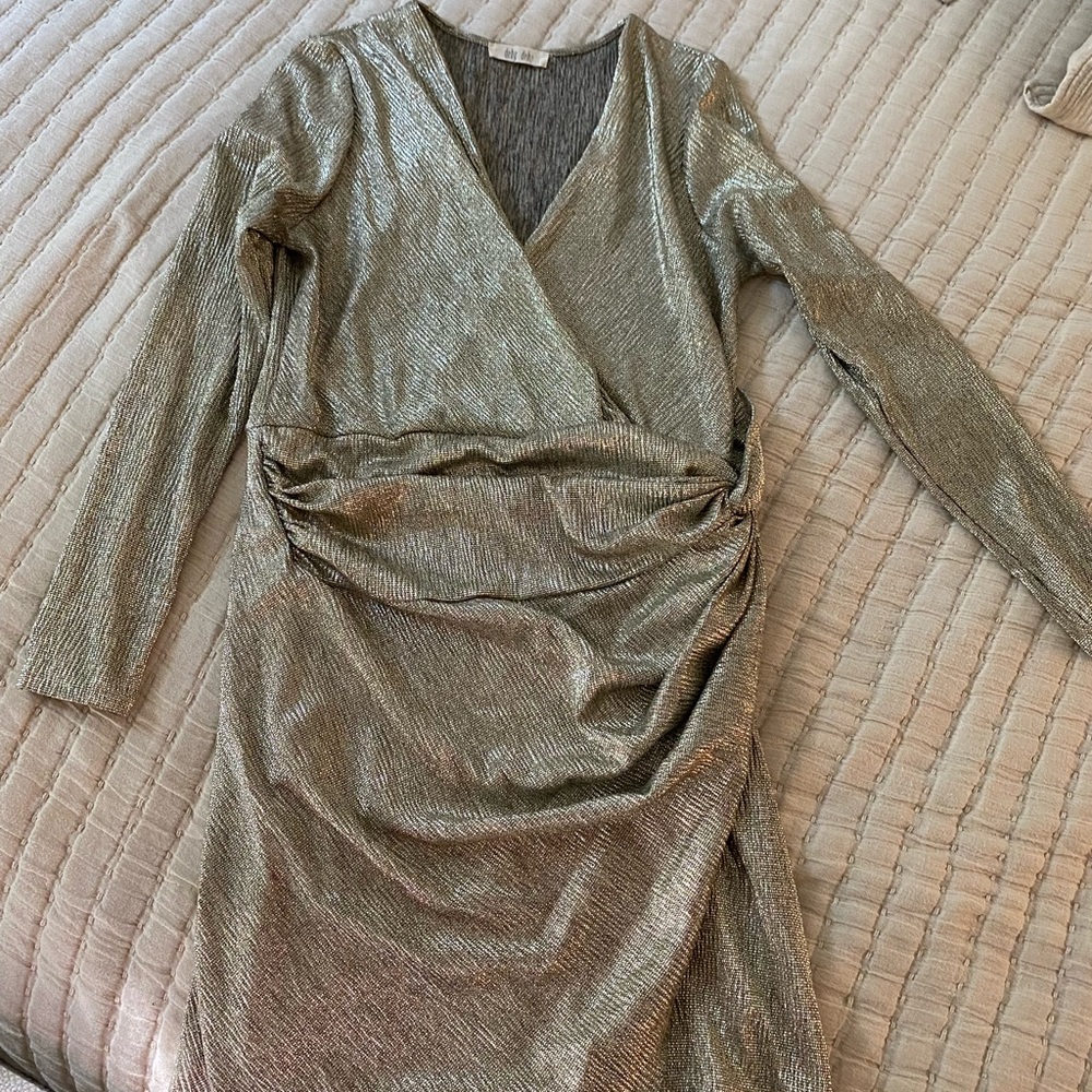 Deby Debo‎ Metallic Gold Faux Wrap Dress Women’s XL